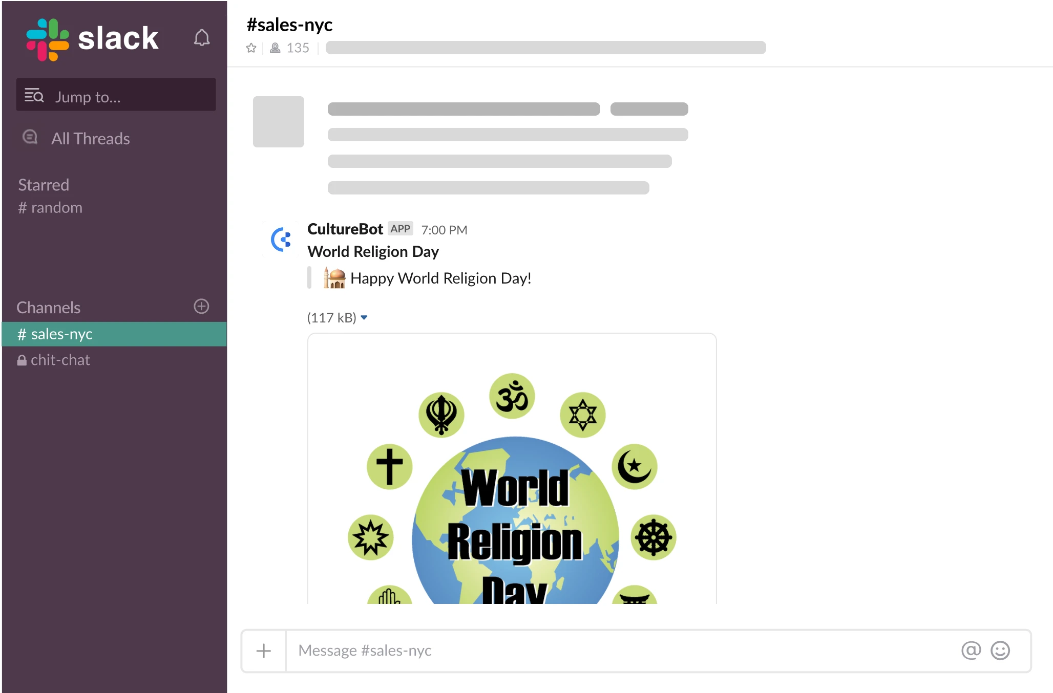 awareness day and holiday celebrations in Slack