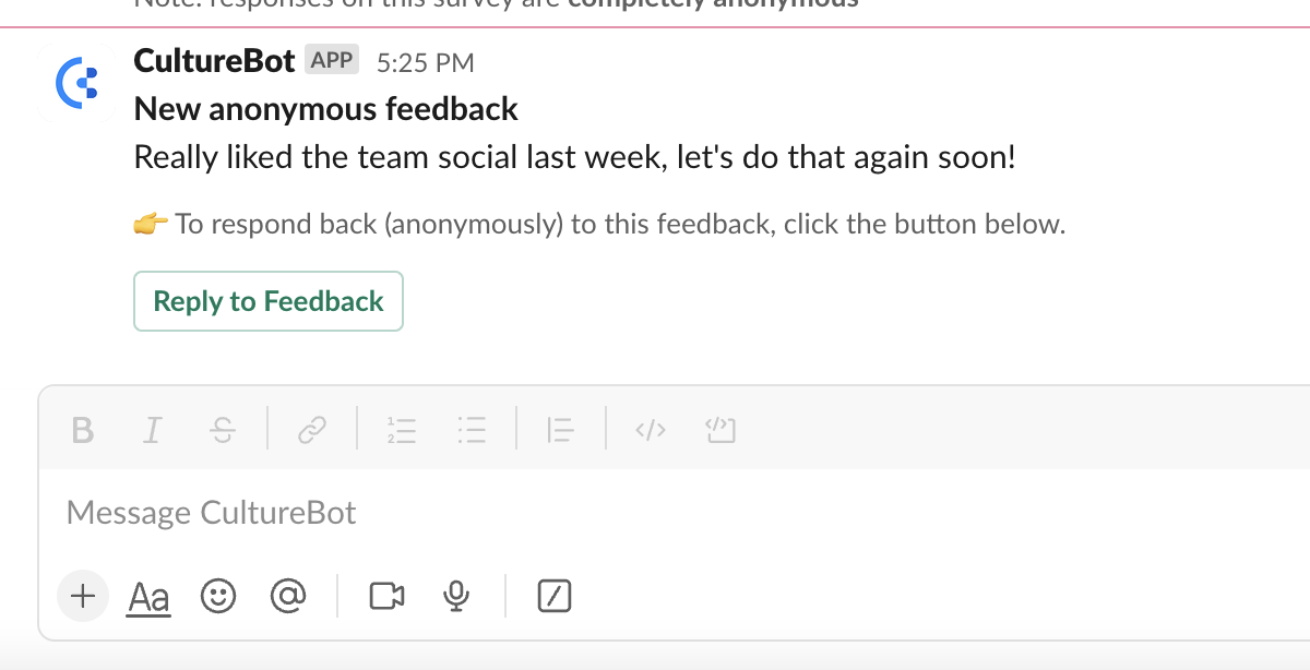 mobile employee feedback slack