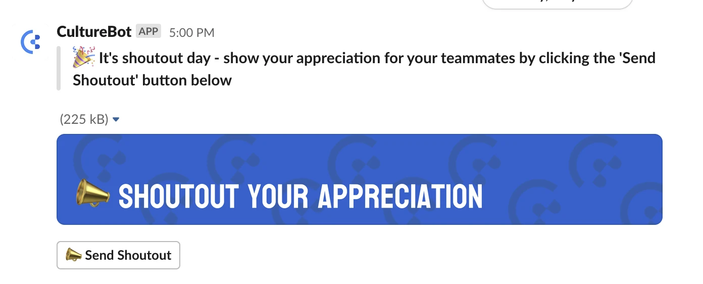 team shoutout and team appreciation reminder