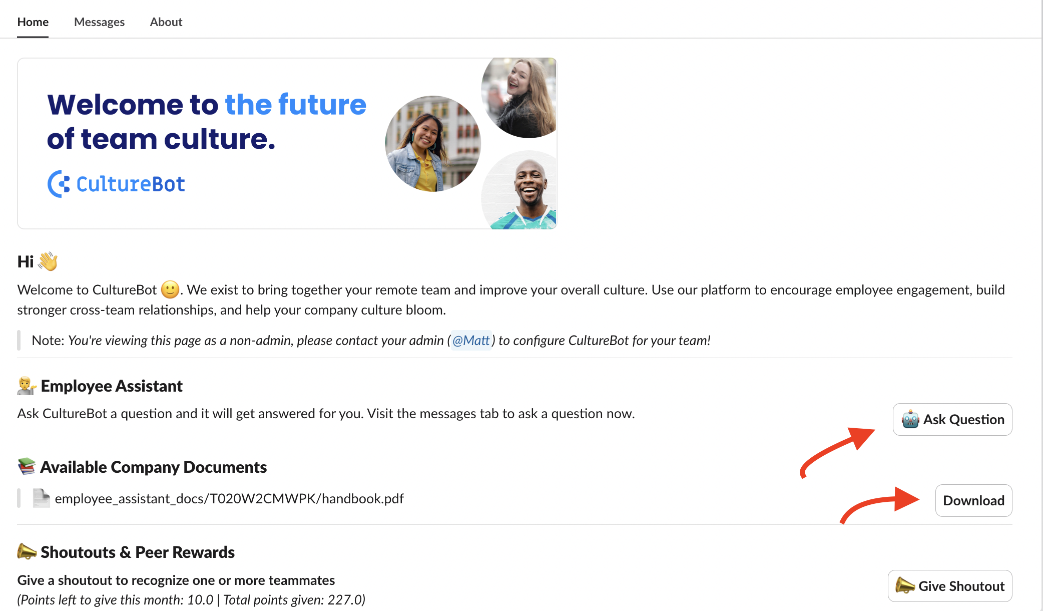 How Slack Users can access company documentation through Employee AI Assistant within Slack.