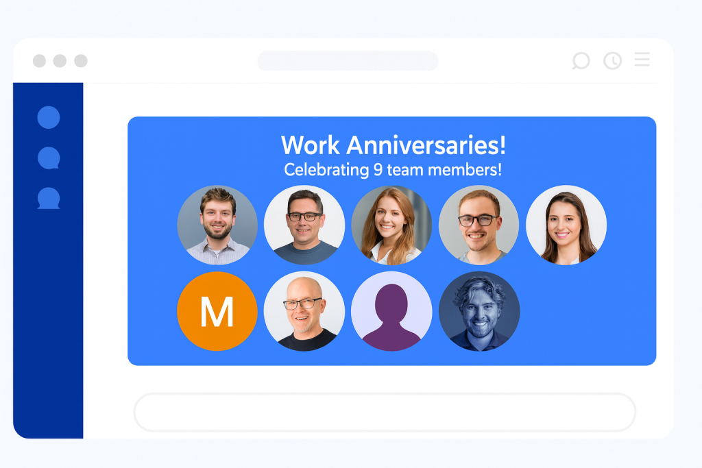 work anniversary celebration collage in Slack or MS Teams made easy.