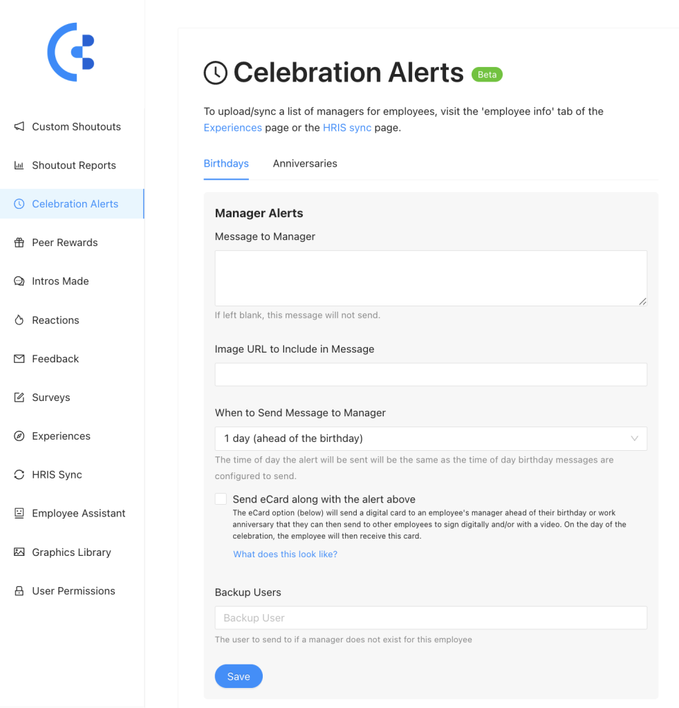 Alert managers and close teammates before someone's special day to make celebration more personal