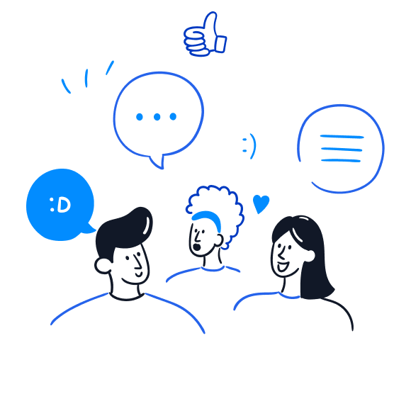 Connect and engage with teammates at work with tools that make it easy to bring teams closer together. This illustration is a team connecting.