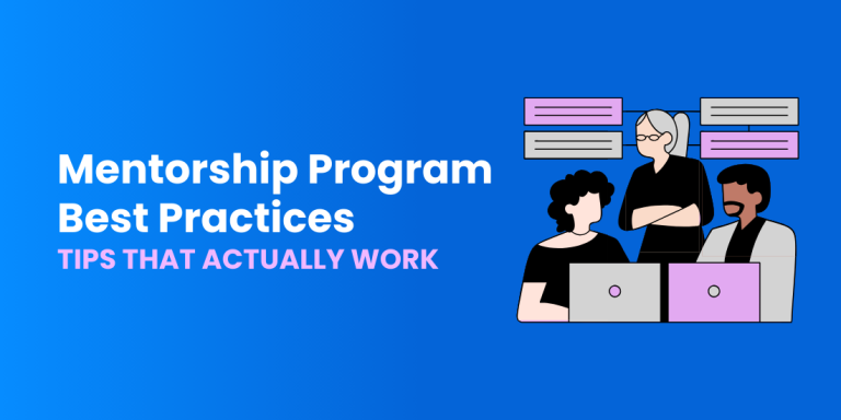 HR leader running a workplace mentorship program with employees in a modern office