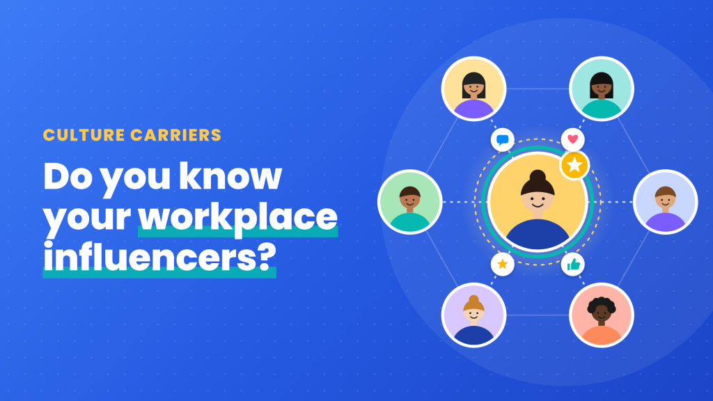 Workplace influencers illustration: a Culture Carrier at the center of a team, connected to coworkers
