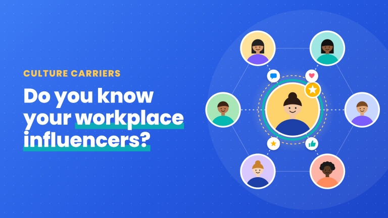 Workplace influencers illustration: a Culture Carrier at the center of a team, connected to coworkers